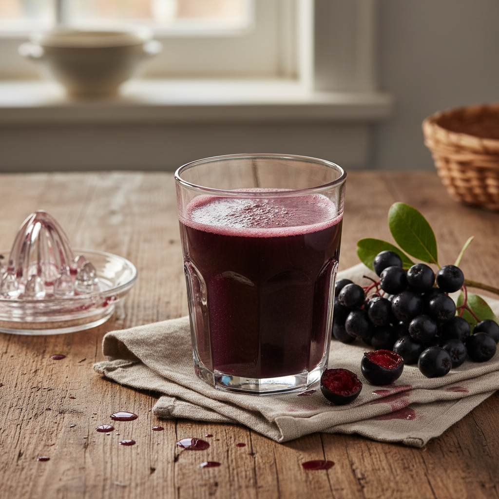 Aroniasaft – frisch entsaftet – Aroniabeeren-Rezept